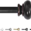 H.VERSAILTEX Curtain Rods for Windows 16.2 to 59.4 Inches 3/4 inch Diameter Adjustable Decorative Telescoping Curtain Rod with Brackets Heavy Duty Splicing Curtain Rods with Classic Finials, Black