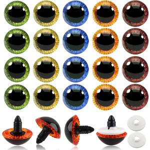 TOAOB 20pcs 28mm Safety Eyes for Amigurumis Colored Plastic Craft Crochet Eyes with Washers for DIY Plush Stuffed Animals Doll Making