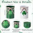Remerry 6 Pcs St. Patrick's Day Vase Centerpiece, 3.1x4.3 Inches St. Patrick's Day Vase Bow Flower Bucket Shamrock Floral Picks Green Metal Bucket Decor for Table, Galvanized Buckets