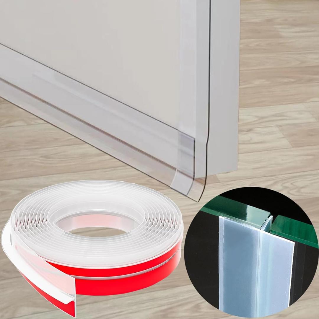 Upgrade T-Shaped Door Draft Stopper, Clear Silicone Seal Strip Weather Stripping for Side of Door Frame (1.37" Wide X 20 Ft Elder)