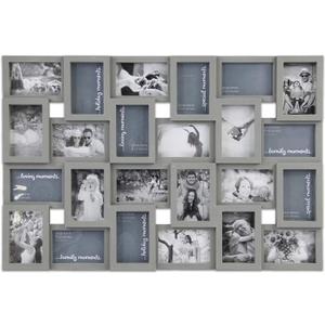 J.M.Deco Collage Picture Frames for Wall 24 Slots, Large Photo Frame Gallery Puzzle Collage Wall Hanging for 4 x 6 Photo, Christmas Gift for Family or Friends - Pure White