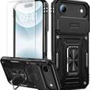 Goodon for iPhone Air Case with Sliding Camera Cover + Screen Protector - Magnetic Rotated Ring Kickstand - Military-Grade Shockproof Protective Phone Cover for iPhone 17 Air for Men Women - Black