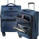 KROSER Softside Expandable Carry On Luggage with Front Business Pockets20 Inch Suitcases with Spinner Wheels & Built-in TSA Lock, Durable Suitcase Rolling Luggage with USB Port, Haze Blue
