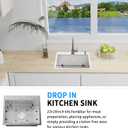22x18 Inch Kitchen And Bar Sink - Stainless Steel Drop In Small Single Bowl Kitchen Sink With Bottom Grid,Soap Mat And Drain Assembly Set