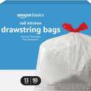 Amazon Basics Flextra Tall Kitchen Drawstring Trash Bags, 13 Gallon, 90 Count