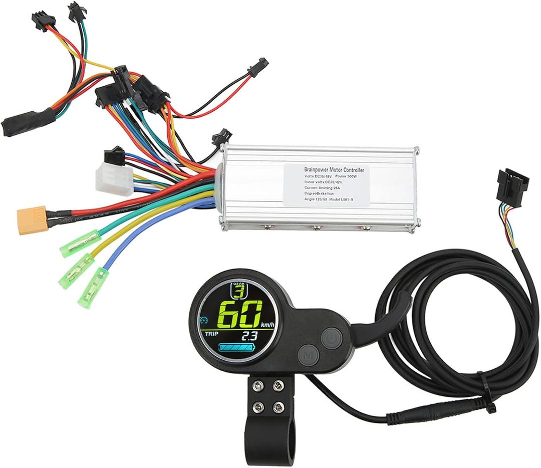 Electric Bicycle Brushless Controller Kit, 36 48V 500W Figer Speed Thumb Throttle LCD Display Bike Scooter Motor Parts Accessories for Electric Scooter Bike