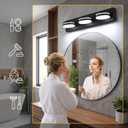 3-Light Bathroom Vanity Light Over Mirror, (24inch Dimmable) Matte Black LED Vanity Lighting Fixtures, Modern Bathroom Wall Light Fixtures with 360Rotating Lamp Head (Cool White 5500K)