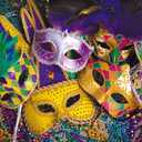 LTLYH 8x6ft Venetian Mardi Gras Decoration Backdrop Carnival Masquerade Photography Backgrounds Mask Colorful Backdrop Party Decoration Banner Studio Props 128