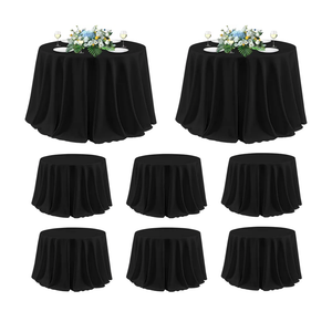 sancua 120 Inch Round Tablecloth Black, 8 Pack - Circle Polyester Fabric Table Cloth for Wedding Party Reception Banquet Birthday, Washable Formal Table Cover (Fit 48-96 Inch Tables)