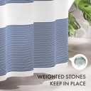 AmazerBath Navy Blue Shower Curtain, Blue and White Striped Bathroom Shower Curtain with 12 Shower Curtain Hooks, Rustic Fabric Blue and White, 72x72 Inches