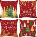 ONFAON Christmas Decorations - Christmas Pillow Covers 18 x 18 Inches Set of 4,Xmas Tree Throw Pillow Cases Winter Holiday Decor for Sofa Living Room