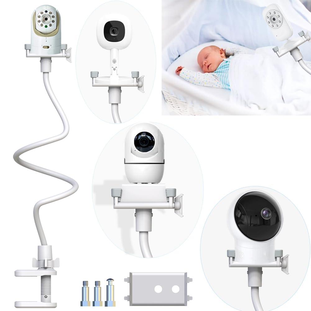 Baby Monitor Mount Baby Kamera Holder Compatible with Infant Optics DXR-8 Pro,Nanit N322NW, ANMEATE SM935E,Vava,Hellobaby,Motorola,Eufy E110 and Other Most Cameras with Base & 1/4 Screw Mount (33"White)