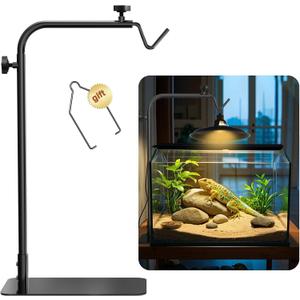 Reptile Heat Lamp Stand Adjustable 18"-32": Light Holder Fixture with Heavy Base for Bearded Dragon, Turtle, Snake, Lizard Terrarium Heating Dome Lamps for Tank or Aquarium Use