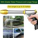 Upgrade Water Hose Nozzle Long Rod Garden Hose Nozzle Heavy Duty Metal Brass Sprayer 360 Rotaing Spray Gun for Car Wash, Plants and Lawn,Patio Gardening, Pets Shower Hose Nozzle + Quick Connector