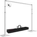 FUDESY Pipe and Drape Backdrop Stand Kit, 8.6x10ft Heavy Duty Backdrop Stand Adjustable Background Frame with Metal Base for Photography Wedding Parties Events Decoration