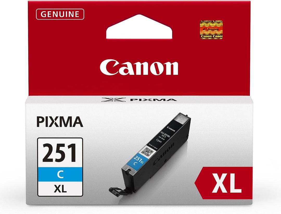 Canon CLI-251XL Genuine Cyan Ink Tank, Compatible with MG6320, IP7220 & MG5420, MX922, MG5520, MG6420, MG7120, iX6820, iP8720, MG7520, MG6620, and MG5620 Printers