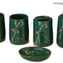 Modern Bathroom Five-Piece Set, Wash Set, Mouthwash Cup, Toothbrush Cup Set for Bathroom Washroom(Green)