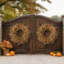 32" Artificial Fall Eucalyptus Wreath with Seeds for Front Door(Orange)