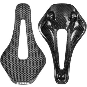 3D Printed Carbon Fiber Bike Saddle,Breathable/Waterproof/Light Unisex Cushion Seat for BMX, MTB & Road-Black(Full Carbon Fiber&Nylon)