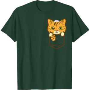 Jewish Kitten Pocket Cat Menorah Hanukkah Pajamas Chanukah T-Shirt, Size: L
