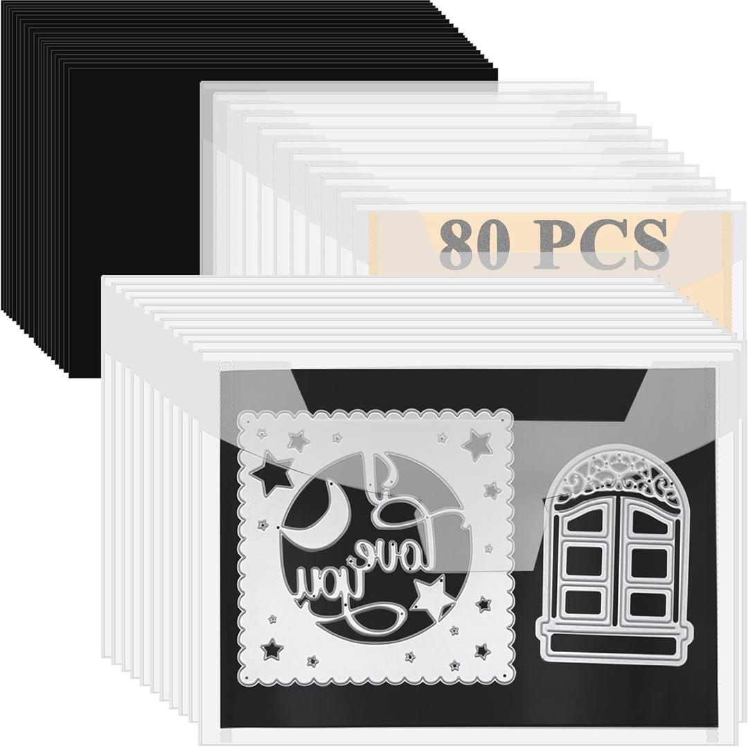 80 PCS Die Cut Storage Envelopes and Magnet, 0.5mm Thickness Magnetic Sheets for Die Storage, 5.5 x 7.5 Inch Die Storage Envelopes, Magnetic Die Storage, Stamp and Die Storage Pockets