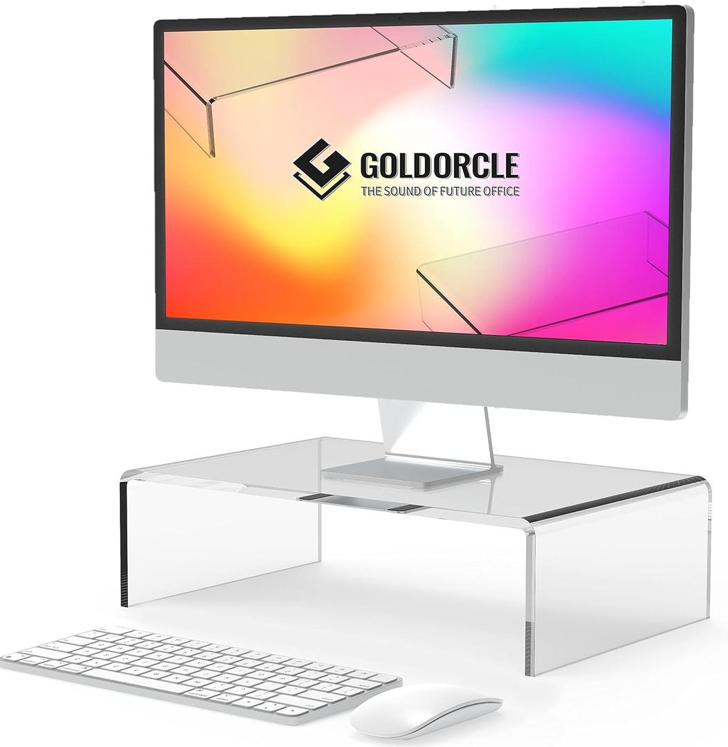 Acrylic Monitor Stand Riser Clear Computer Monitor Stand for Laptop PC Printer Computer Riser Acrylic Tray