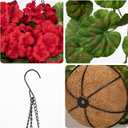 Briful Artificial Hanging Basket for Outdoor, Red Geraniums Fake Hanging Flowers Realistic Silk Flowers & Greenery Faux Hanging Baskets for Indoor Patio Balcony Ceiling