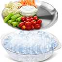 Baderke 1 Set 11.8" Chilled Serving Tray for Parties with Compartments Ice Chilled Party Platter Charcuterie Serving Board Cold Dish Dip for Fruit Seafood Vegetable Shrimp Cocktail (Natural)