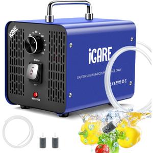 45,000mg/h Commercial Ozone Generator with 600mg/h Water Ozone - Smart Air & Water Purifier for Home, Car, Smoke, Pet Odor Removal, Fruit/Vegetable/Meat/Sea Food Cleaning