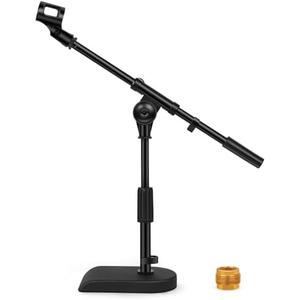 InnoGear Adjustable Desk Microphone Stand, Weighted Base with Soft Grip Twist Clutch, Boom Arm, 3/8/'' and 5/8/'' Threaded Mounts for Blue Yeti and Blue Snowball, Kick Drums, Guitar Amps, Black