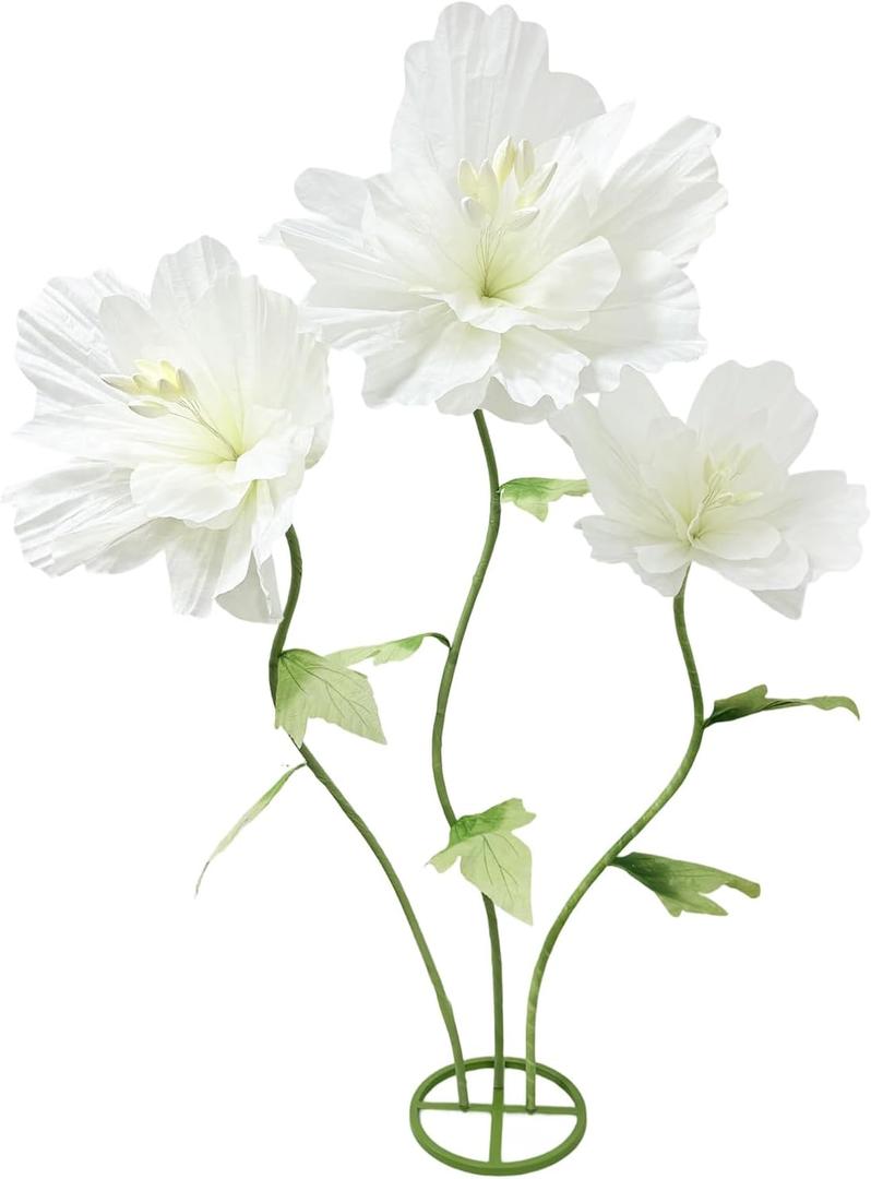 Giant Flowers Big Artificial Decorations, Large Fake Flower Arrangements Faux Floral Decor for Home Office Wedding Reception Birthday Party Photography Props Shop Window Displays Banquet, White