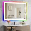LED Bathroom Mirror with Lights, 32X24 Inches RGB Color Changing Bathroom Mirror, Lighted Vanity Mirrors for Wall, Dimmable, Anti-Fog