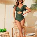 One Piece Swimsuit Women Tummy Control 2024 Bikini Swimsuit Cutout for Women Bathing Suit for Women (Green, M)