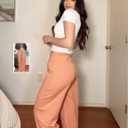 ESOFT Wide Leg Pants Women High-Waisted Yoga Work Dress Pants with Pockets, Casual Sweatpants, Petite/Regular (Gold, XL)