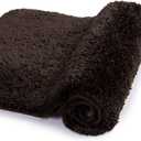 Walensee Bath Rug, 20 x 32, Brown - Soft Microfiber Shaggy Bathroom Mat, Non-Slip, Machine Washable, High-Pile, Absorbent, Quick-Drying, TP Rubber Backing - Housewarming Gift