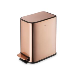 RED FACTOR Slim Small 1.3 Gallon Stainless Steel Pedal Trash Can with Soft Close Lid for Narrow Spaces Wastebasket Bin with Removable Inner Bucket for Bathroom, Kitchen, Bedroom, or Office (Copper)