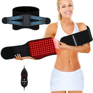 KingPavonini Red Light Therapy Belt, 3 in 1 Red Light Therapy for Body with Compression Strap, 630 & 660 & 850nm Infrared Light Therapy for Shoulder Waist Back Pain Relief, Decrease Inflammation (Black)