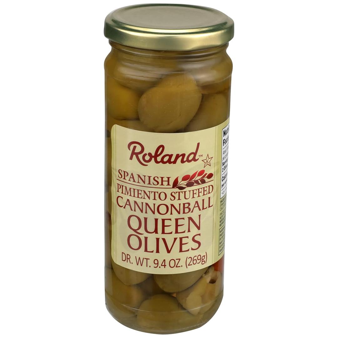 Roland Foods Cannonball Queen Olives, 9.5 Ounce Jar, Pack of 1