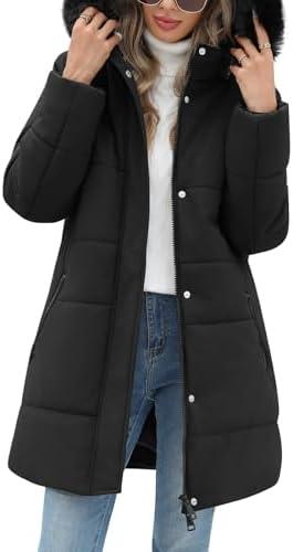 VXVGER Women's Thicken Puffer Coat Winter Warm Fleece Quilted Jacket Padded Parka Coat with Removable Hood Size XXL