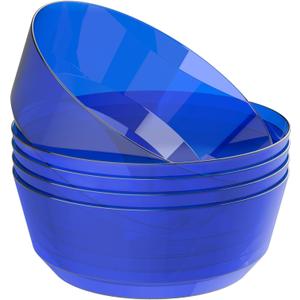 Hioasis 8 Pack Plastic Serving Bowls 128oz Clear Blue Plastic Bowls Heavy Duty Disposable Serving Bowls for Party Snack & Salad & Candy & Bar Buffet & Pool Party