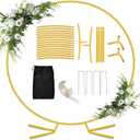 7.2FT Round Balloon Arch Stand,Gold Arch Backdrop Stand for Parties，Metal Circle Wedding Arch Heavy Duty for Ceremony Birthday Party Anniversary Bridal Graduation Decoration