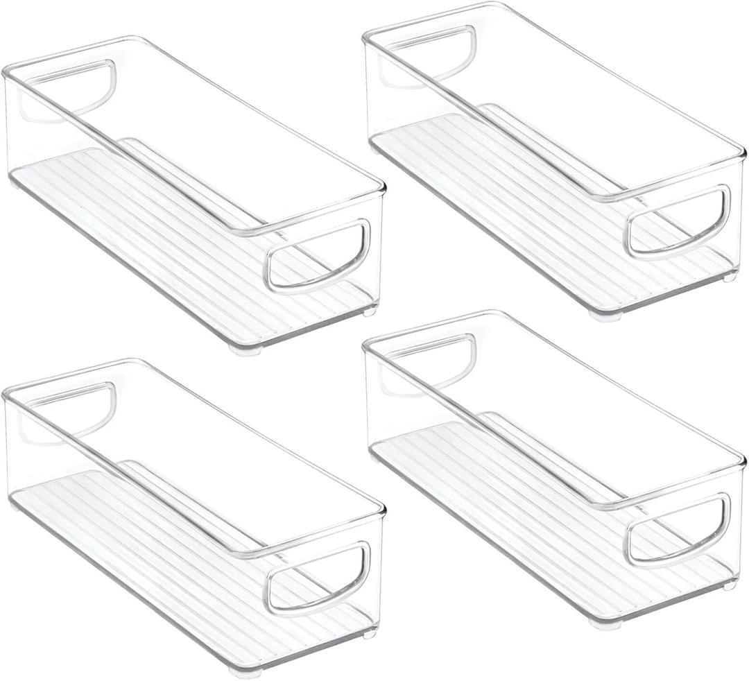 mDesign Kitchen Cabinet and Pantry Storage Organizer Bins - Pack of 4, Shallow, Clear (10 x 6 x 3)