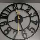 LEIKE Large Wall Clock, 16" Silent Non-Ticking, Battery Operated, Oversized, Decorative Retro Black Metal Clock for Living Room, Farmhouse, Dinner Room, Indoor, Outdoor Decor(40cm, Black Arabic Number)