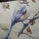 Bird Wooden Framed Wall Art: Vintage Blue Bird on the Tree Branch Picture Animal Prints Elegant Floral Painting Blossom Flower Artwork for Bedroom 28"×28"