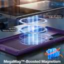TORRAS Strong Magnetic & Seamless Stand for Samsung Galaxy S24 Ultra Case, Fit for MagSafe, Mil-Grade Drop Protection, Kickstand for Samsung Galaxy S24 Ultra Case, Translucent Back/Purple Edge
