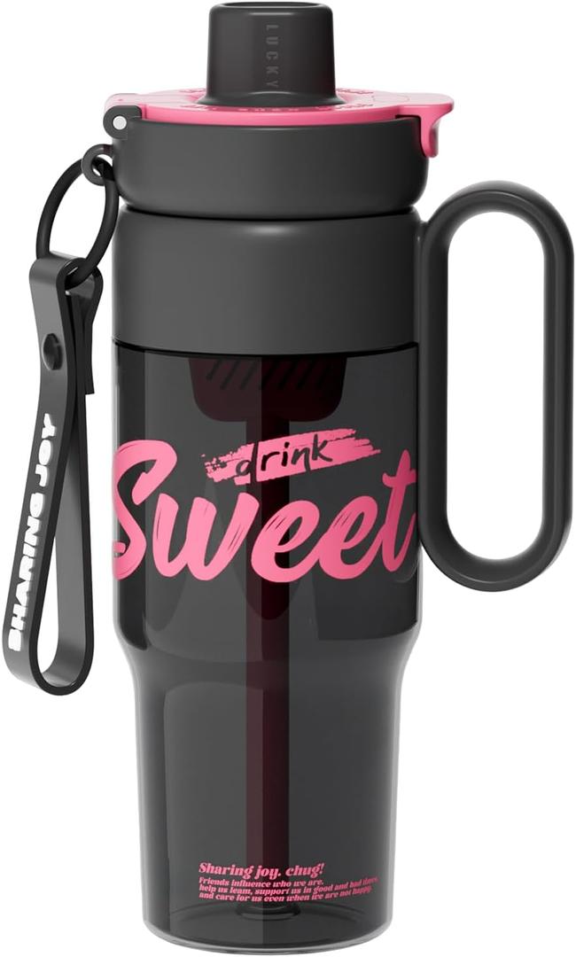 youcanplato 30oz Tumbler with Handle and Straw Lid-Made with Tritan,BPA Free Water Bottle-Spill Proof Plastic Tumble for Women and Men-Water Cup with Tea Funnel,Leak Proof (Black)