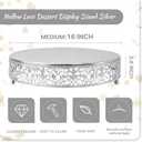 Cake Stand, Metal Round Cupcake Dessert Stand Cake Display Holder Cookies Fruit Serving Tray Decor for Wedding Party Birthday Baby Showers Anniversary (16 in, Matte Silver)
