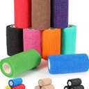 AZEN 9 Pack Self Adhesive Bandage Wrap, 4" X 5 Yards Elastic Cohesive Bandage Wrap, Color Athletic Tape, Tattoo Grip Tape Wrap, Vet Wrap, Ankle Tape