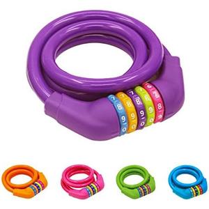 IDEALUX Bike Lock Cable Resettable Cable Lock Self Coiling 5 Digit Combination Bike Lock 4 Feet 120cm (Purple)