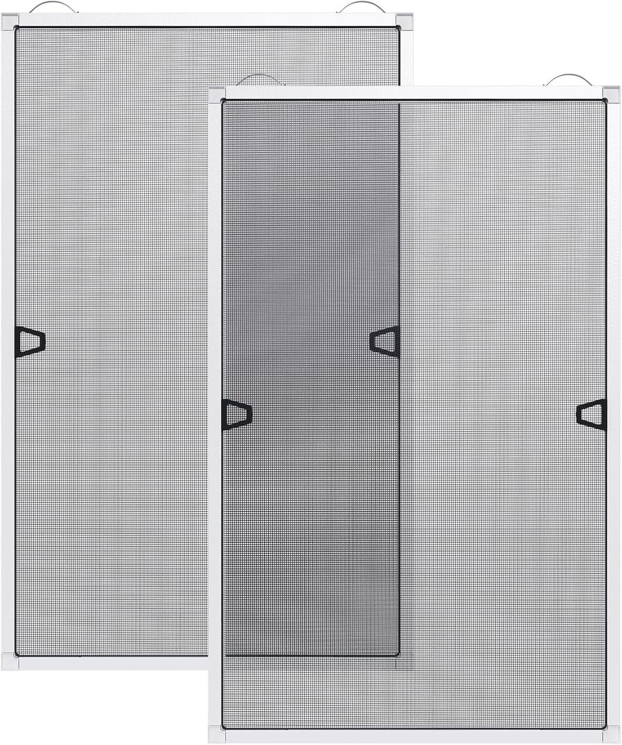 Paramondo 2 Sets DIY Window Screen Frame Kit, Easy Cut-to-Size Design Window Screen, Includes Screen Mesh, Frame Parts & Tools for Window Screen Replacement, White, 46" Lx 46"W